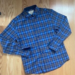 Weatherproof Men's Blue and Yellow Plaid Flannel Shirt; Size M